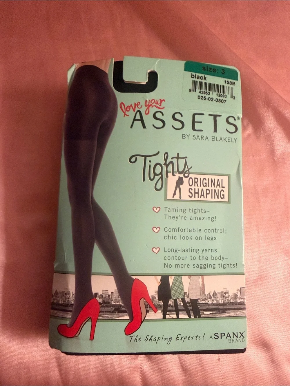 ASSETS by Sara Blakely Black Tights with Red Accent Illustration.   A SPANX Bran